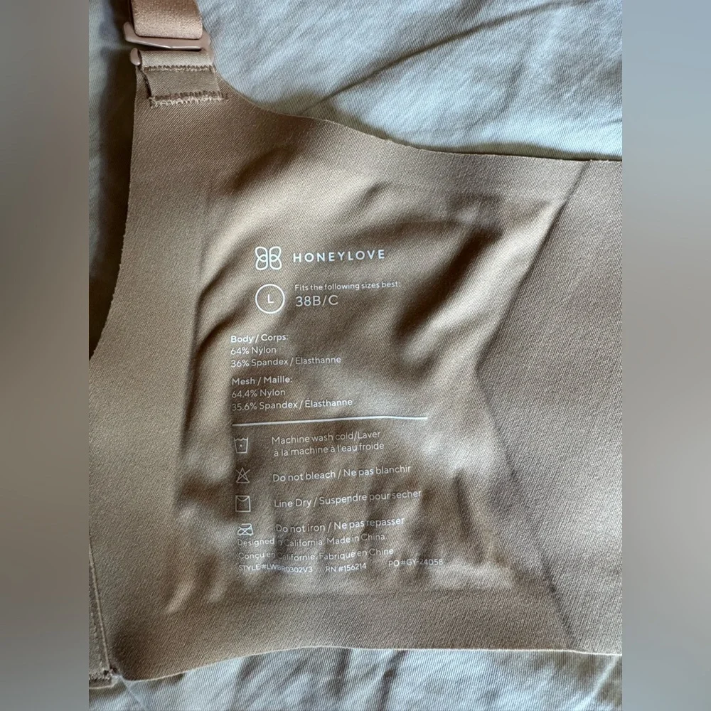 Honeylove Crossover Wireless Bra, Mesh Panels, Sand Beige, Size L 38B/C - Picture 6 of 8